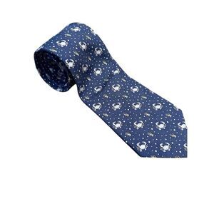 Vineyard Vines Men's Blue Crab Silk Tie Shep & Ian Nautical Theme